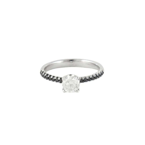 Bague 54 Bague en or blanc 14 carats, diamants noirs et blanc 58 Facettes