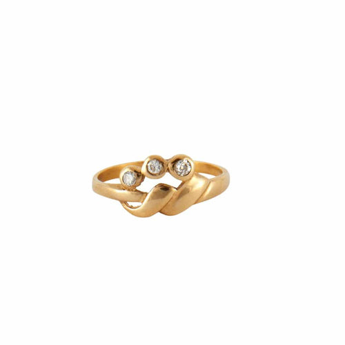 Bague 51 Bague en or jaune 18 carats et 3 diamants 58 Facettes