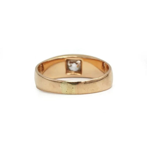 Bague 57 Bague jonc en or rose 750‰ sertie d’un diamant taille ancienne 58 Facettes 250465R