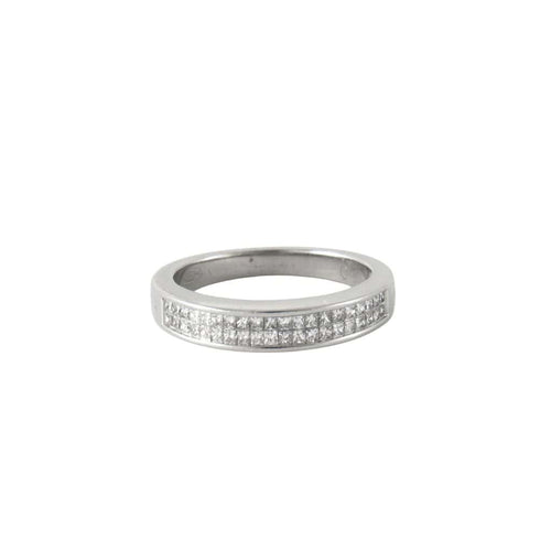 Bague 54.5 Bague en or blanc 18 carats et diamants 58 Facettes