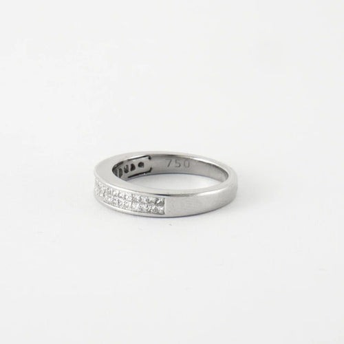 Bague 54.5 Bague en or blanc 18 carats et diamants 58 Facettes