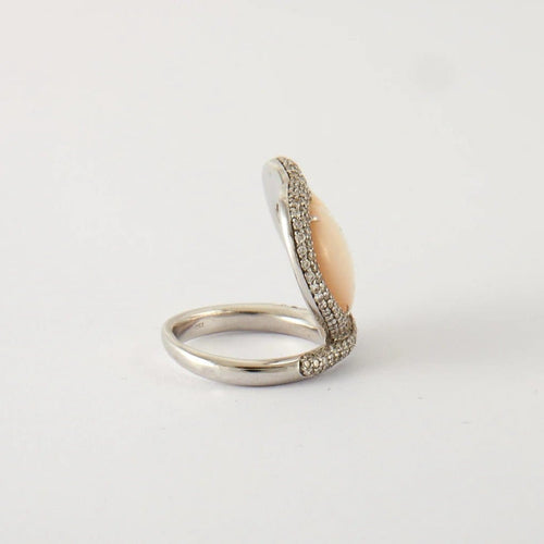 Bague 53 Bague Coeur Diamants Nacre 58 Facettes