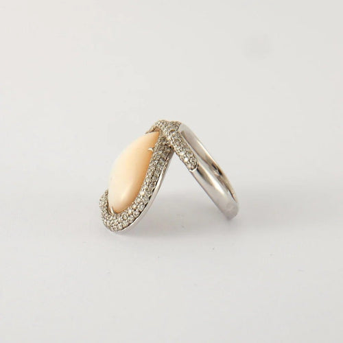 Bague 53 Bague Coeur Diamants Nacre 58 Facettes