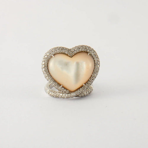 Bague 53 Bague Coeur Diamants Nacre 58 Facettes