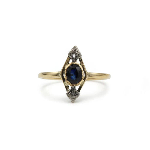 Bague 55 Art Déco - Bague en or jaune, platine, saphir et diamants 58 Facettes 250272R