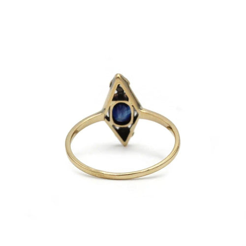 Bague 55 Art Déco - Bague en or jaune, platine, saphir et diamants 58 Facettes 250272R