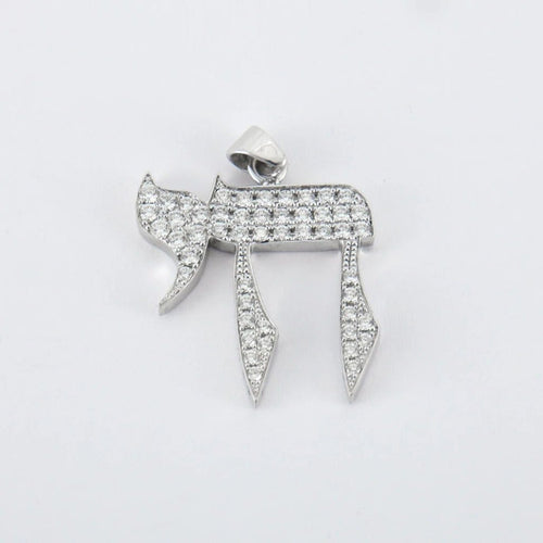 Pendentif Pendentif HAI - LA VIE or blanc diamants 58 Facettes