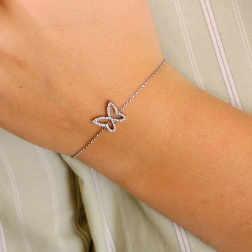 Bracelet Bracelet papillon en or blanc 18 carats et diamants 58 Facettes