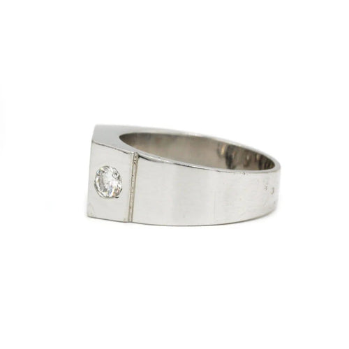 Bague 65 Chevalière Or blanc & Diamants 58 Facettes 220237R