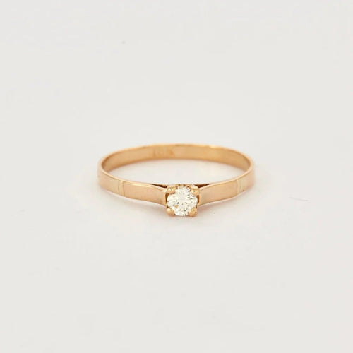 Bague 55 Bague solitaire en or jaune et diamant 58 Facettes