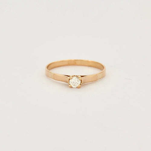 Bague 55 Bague solitaire en or jaune et diamant 58 Facettes