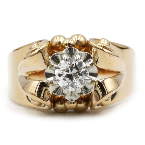 Bague 64 Bague sertie d’un diamant taille ancienne en or jaune et platine 58 Facettes 230033R