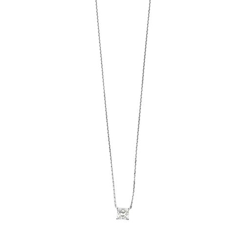 Collier Collier en or blanc 18 carats et diamant princesse 58 Facettes