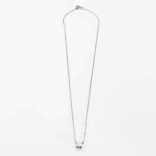 Collier Collier en or blanc 18 carats et diamant princesse 58 Facettes