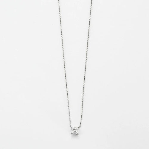 Collier Collier en or blanc 18 carats et diamant princesse 58 Facettes