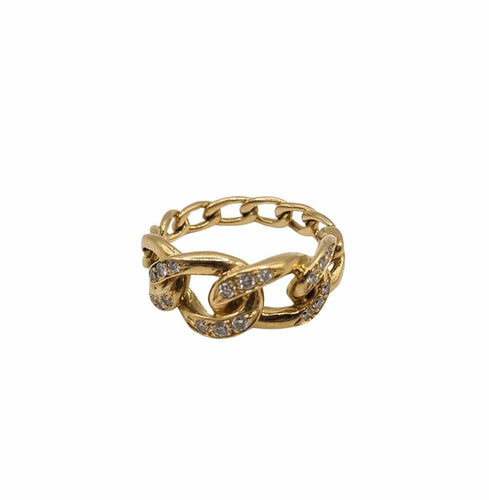 Bague 54.5 Bague en or jaune 18 carats et diamants 58 Facettes