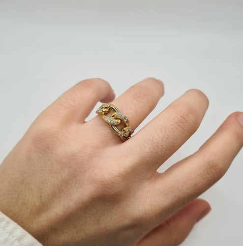 Bague 54.5 Bague en or jaune 18 carats et diamants 58 Facettes