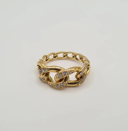 Bague 54.5 Bague en or jaune 18 carats et diamants 58 Facettes