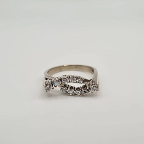 Bague 55.5 Bague en or blanc sertie de diamants naturels 58 Facettes