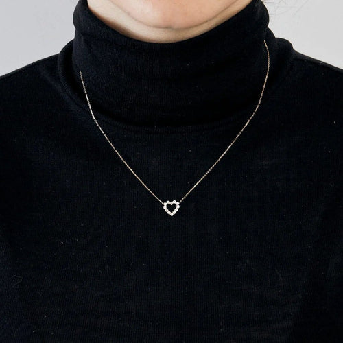 Collier Collier cœur en or rose et diamants 58 Facettes