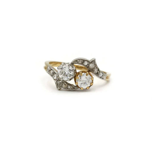 Bague 56 Bague Toi & Moi en or jaune, platine et diamants 58 Facettes 240157R