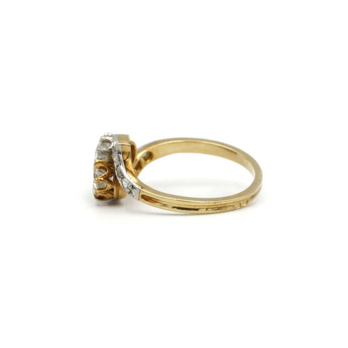 Bague 56 Bague Toi & Moi en or jaune, platine et diamants 58 Facettes 240157R