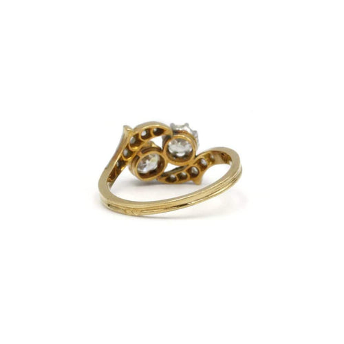 Bague 56 Bague Toi & Moi en or jaune, platine et diamants 58 Facettes 240157R