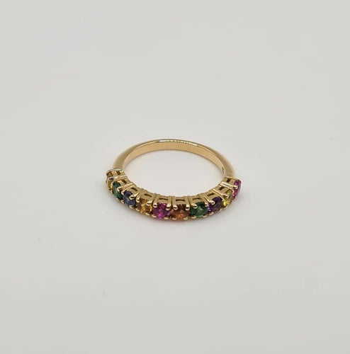Bague 51.5 Bague en or jaune et saphirs multicolores 58 Facettes