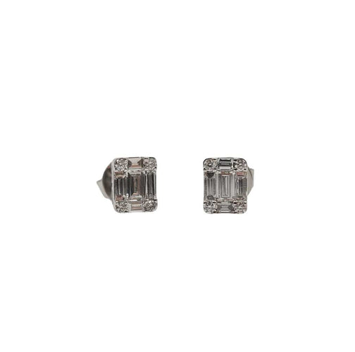 Boucles d'oreilles Boucles d'oreilles en or blanc et diamants baguettes 58 Facettes