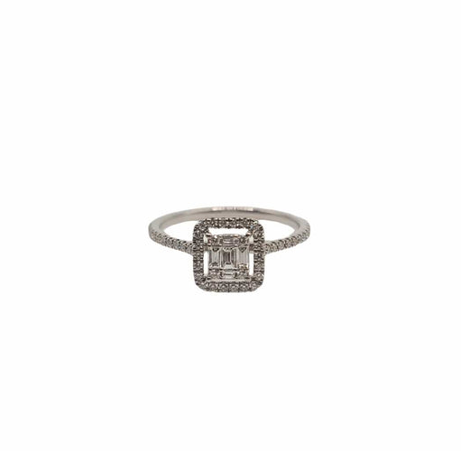Bague 53 Bague en or blanc sertie de diamants baguettes 58 Facettes