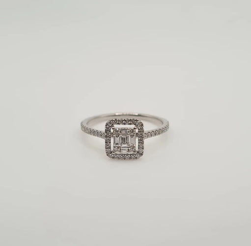 Bague 53 Bague en or blanc sertie de diamants baguettes 58 Facettes