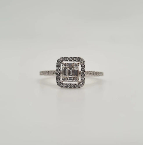 Bague 53 Bague en or blanc sertie de diamants baguettes 58 Facettes