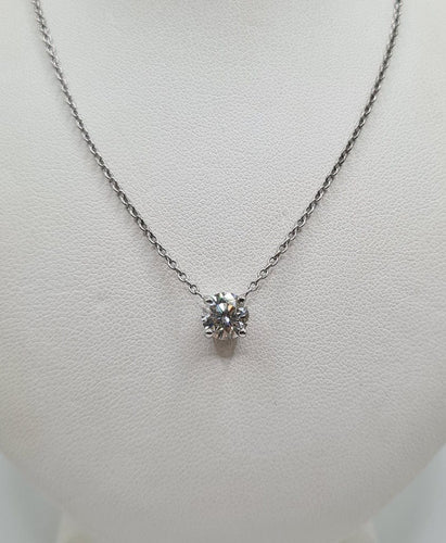 Collier Collier en or blanc serti d'un diamant certifié LFG 58 Facettes