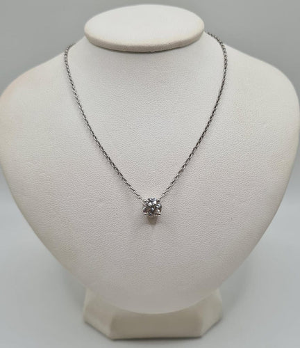 Collier Collier en or blanc serti d'un diamant certifié LFG 58 Facettes