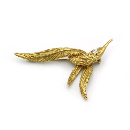 Broche Broche oiseau en or jaune 750‰ et diamant 58 Facettes 240342R