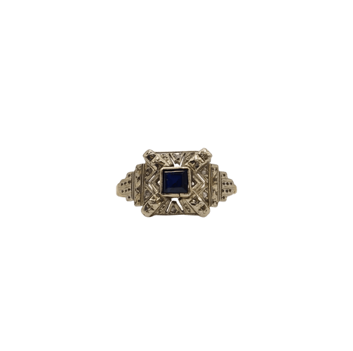 Bague 60 Bague or jaune sertie de saphir et diamants 58 Facettes
