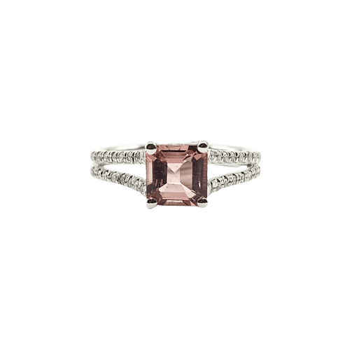 Bague 49 Bague en or blanc 18 carats, tourmaline et diamants 58 Facettes