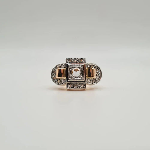 Bague 50.5 Bague vintage en or rose et diamants 58 Facettes