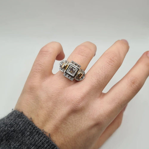 Bague 50.5 Bague vintage en or rose et diamants 58 Facettes