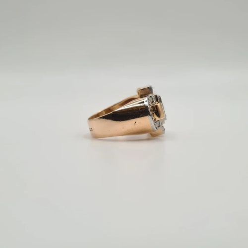 Bague 50.5 Bague vintage en or rose et diamants 58 Facettes