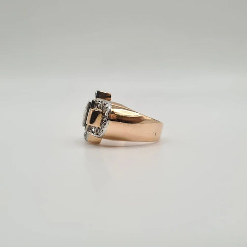 Bague 50.5 Bague vintage en or rose et diamants 58 Facettes
