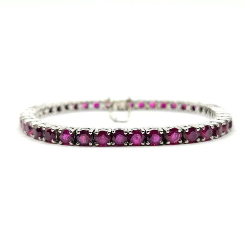 Bracelet Bracelet tennis en or blanc serti de rubis 58 Facettes