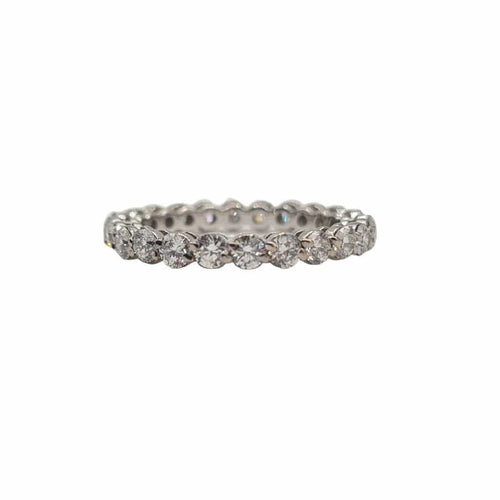 Bague 48 Alliance tour complet en or blanc 18 carats et diamants 58 Facettes