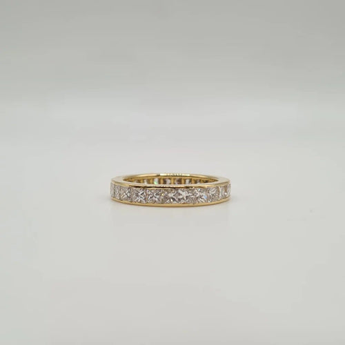 Bague 55 Alliance tour complet or jaune sertie de diamants princesses 58 Facettes