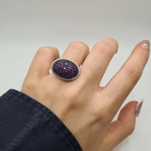 Bague 55 Bague en or blanc sertie d'améthystes 58 Facettes