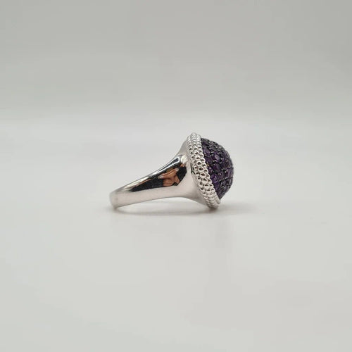 Bague 55 Bague en or blanc sertie d'améthystes 58 Facettes