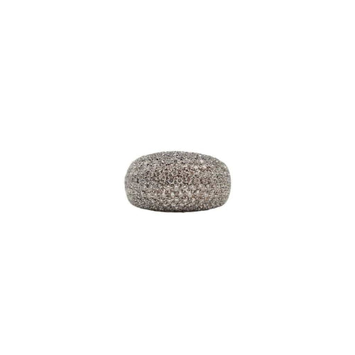 Bague 54.5 Bague bombée en or blanc et diamants 58 Facettes