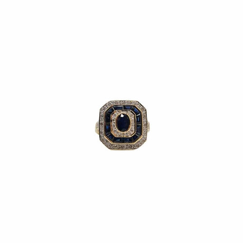 Bague 54 Bague en or jaune, saphirs et diamants 58 Facettes