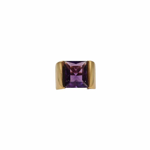 Bague 55 Bague en or jaune 18 carats et améthyste 58 Facettes