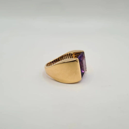 Bague 55 Bague en or jaune 18 carats et améthyste 58 Facettes